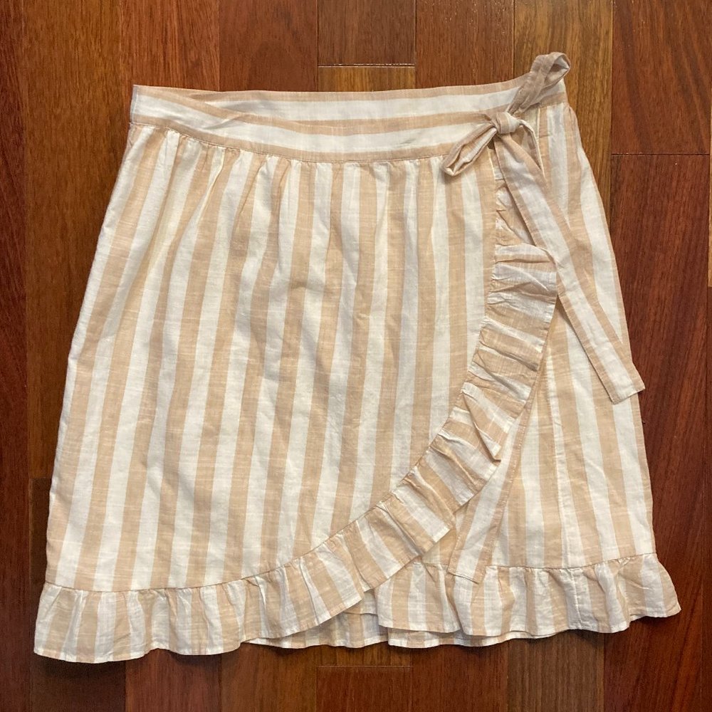 J.Crew Pink and White Striped Wrap Skirt Sz 2